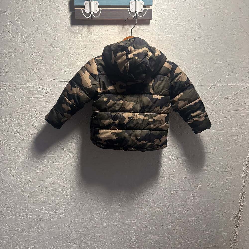 Toddler Camouflage Puffer Jacket with Orange Fleece Lining - Picture 3 of 3